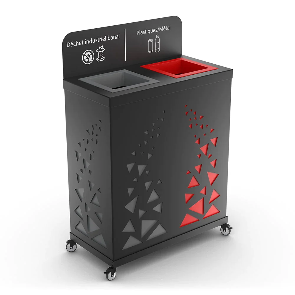 Double Dumpster Double Recycling 60L Office Waste Basket Metal Recycling Modern Large Design 2 1 Dumpster Trash Can Large