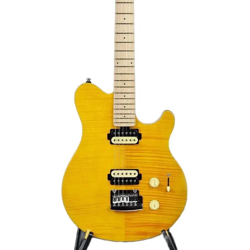 Direct Deal Flame Maple Trans Gold Electric Guitar Sound Quality Assurance