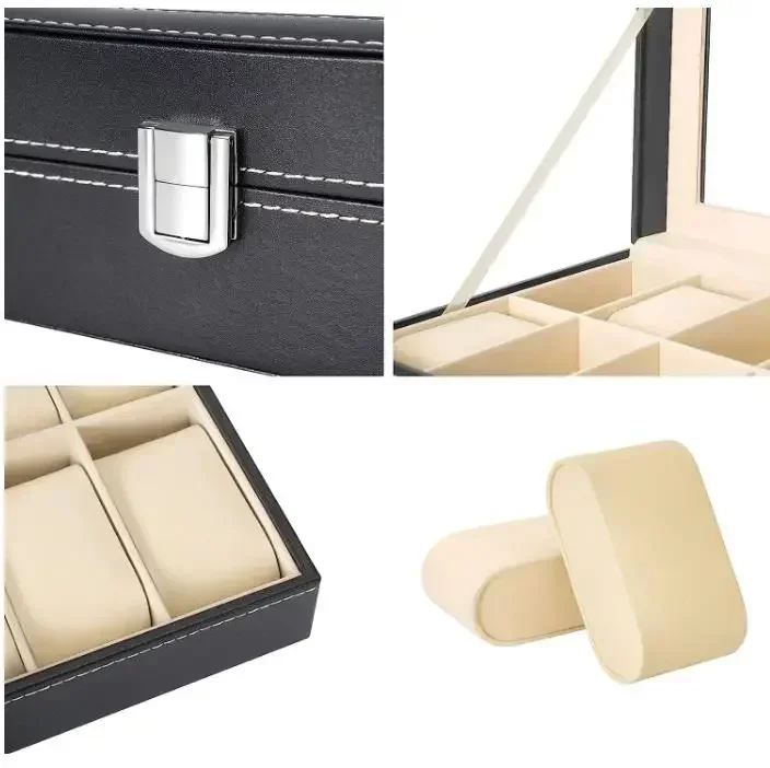 6 Slots Wrist Watch Box Watch Holder Storage Case Organizer PU Leather Watch Display Box regalos para hombre