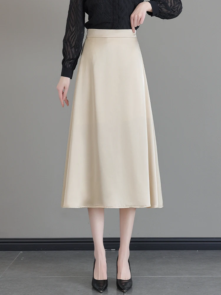 

Элегантная женская юбка А-силуэта средней длины, весенне-осенняя, с высокой талией, эластичным поясом, утягивающая, в повседневном корейском стиле