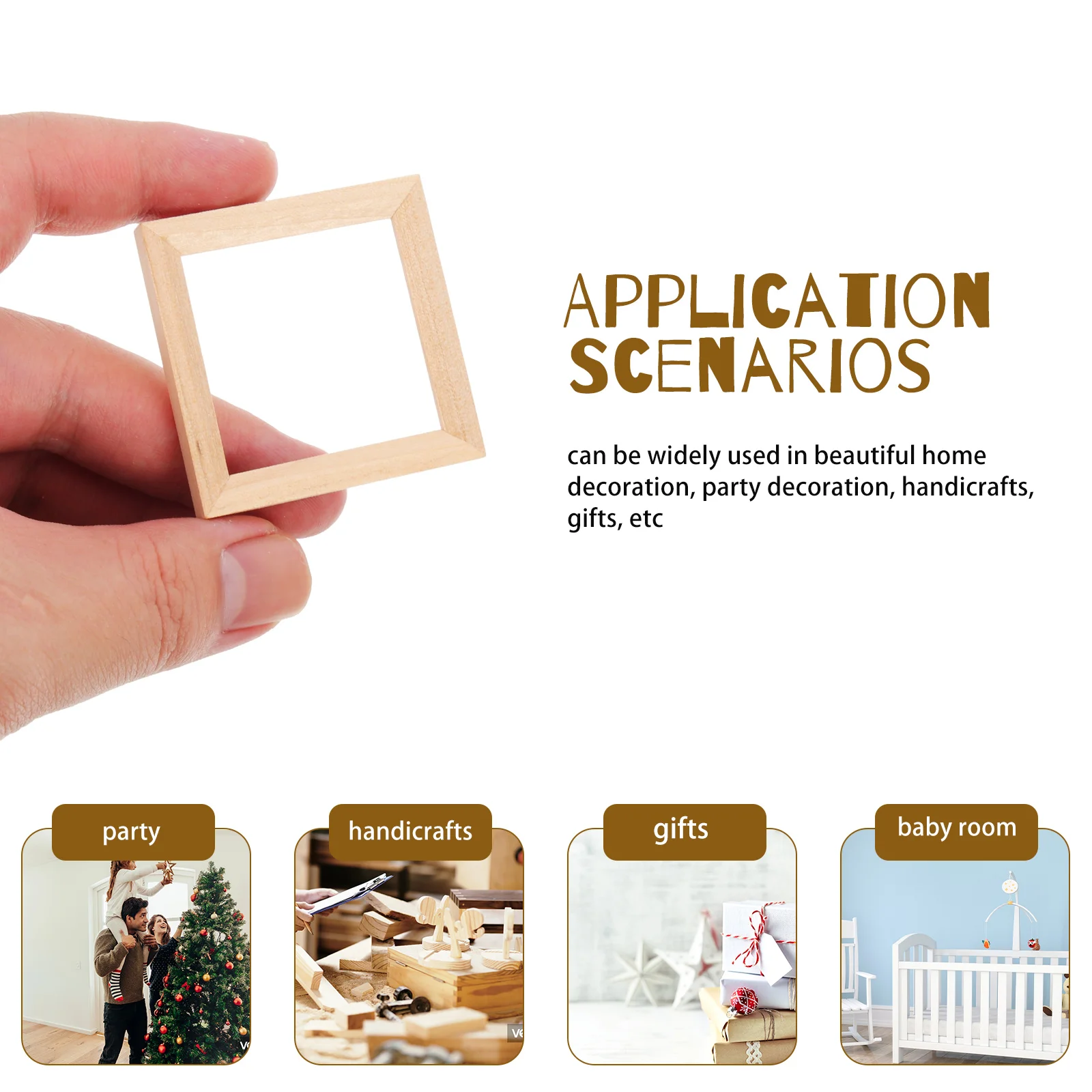 10 Pcs Solid Wood Frame Mini Photo House Layout Props Picture Frames Tiny Decor Miniature Wooden