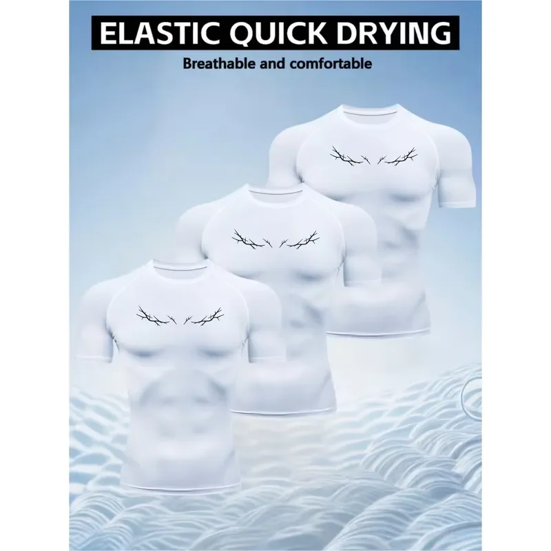 Men's 3-Piece Stretch Body-Hugging Sportswear Set with Quick-Dry Breathable Fabric Sweat-Wicking Moisture-Dispelling