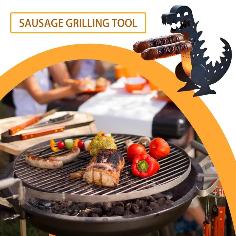 Hot Dog Holder Dinosaur Shape Funny Hot Dog Roller Grill Grilling Cookware & Rotisseries For Outdoor Kitchen Camping Parties