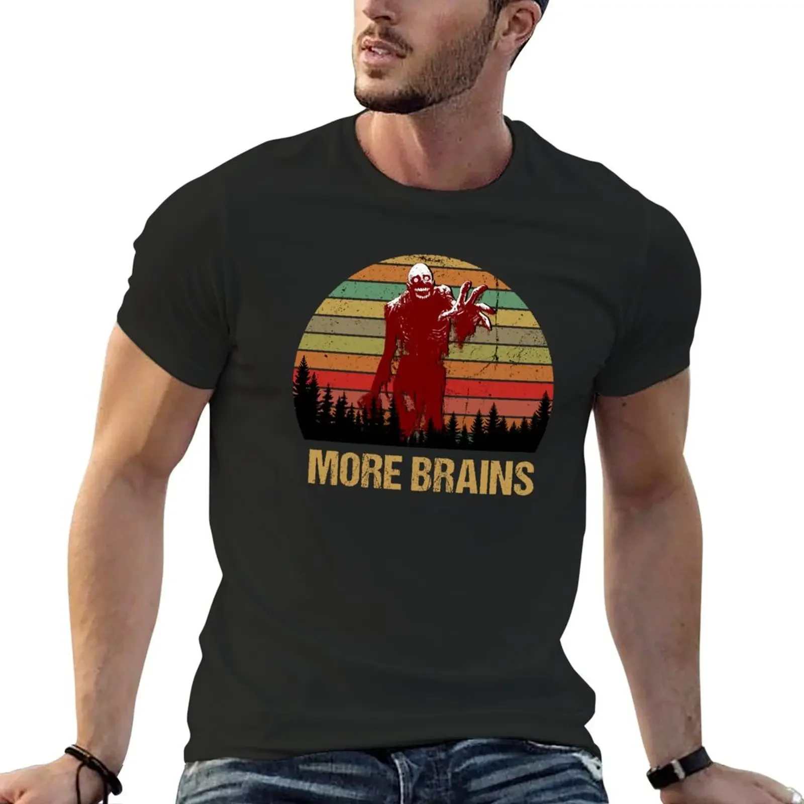 

Living Movie Dead First Zombie More Brains Horror Movie T-Shirt customizeds plus sizes mens t shirts casual stylish