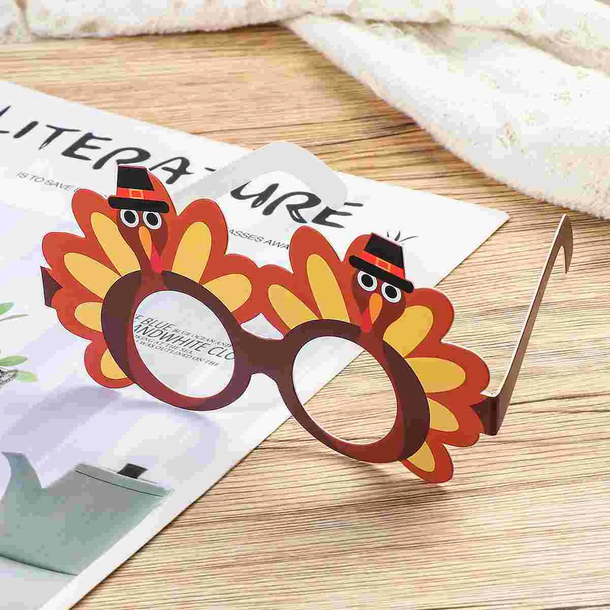 Amosfun 9PCS Funny Turkey Decoration Glasses Thanksgiving Cartoon Eyeglasses Sunglasses for Thanksgiving Costume Party Assorted