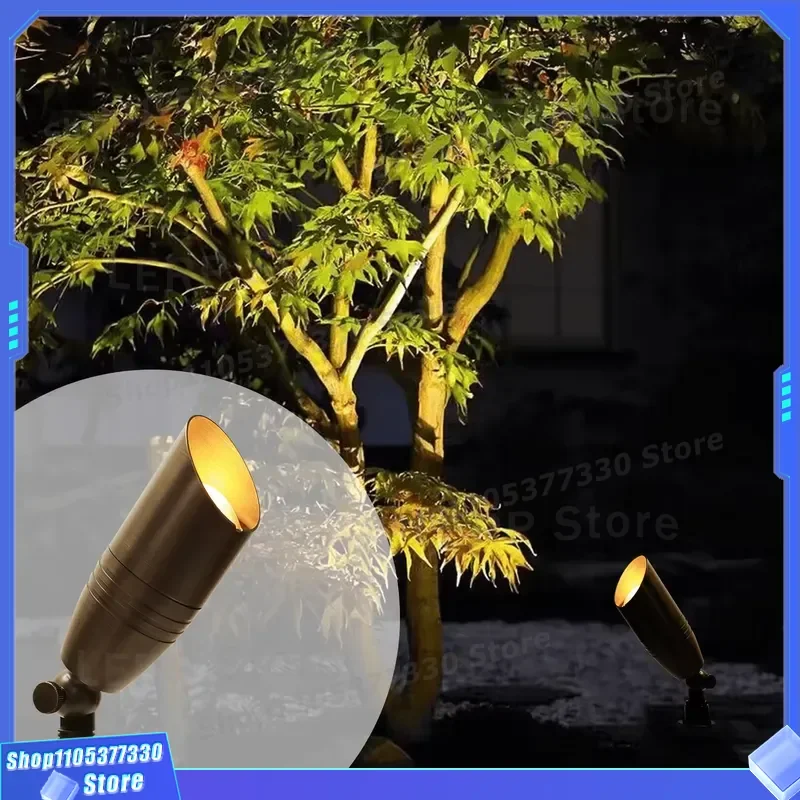 Low Voltage MR16 LED Spotlight 2700K Brass Outdoor Garden Lawn Light Landscape Lighting Fixture for Yard Pathway Decoration