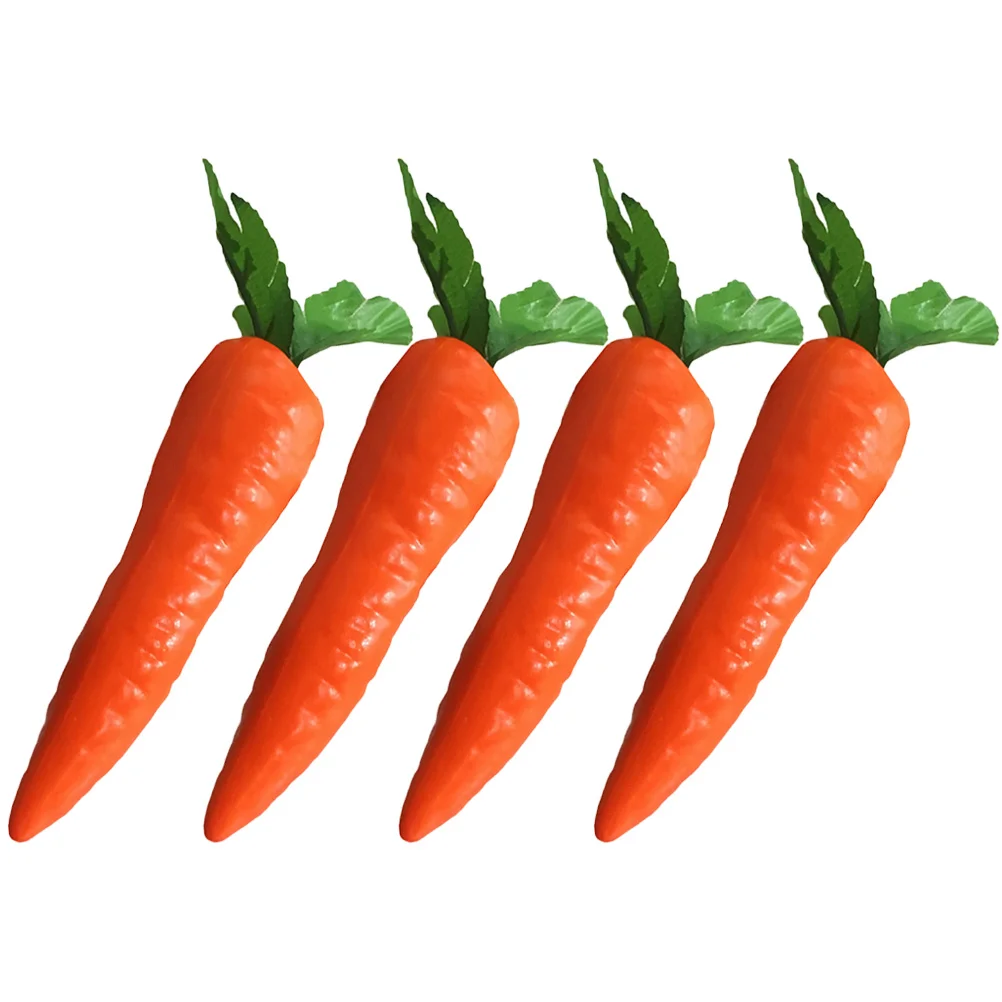 

4 Pcs Artificial Carrot Carrots Decor Fake Mini Food Toys Foam Vegetables Decorations