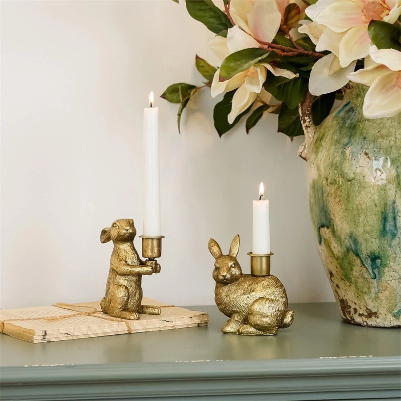 Easter Bunny Candle Holder Tabletop Home Decor Candle Stand For Dining Table Centerpiece For Easter Party Gift For Kids Couples