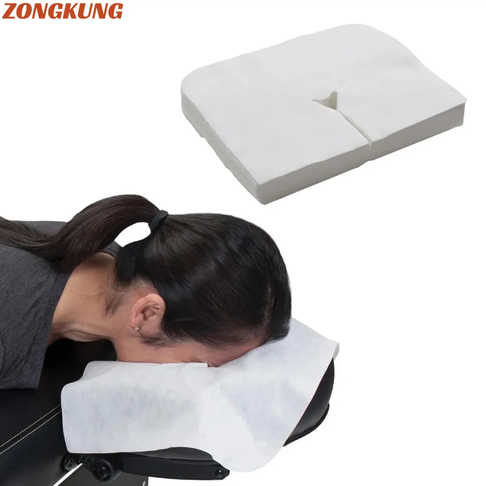 

100pcs/200pcs Disposable Face Cradle Covers Spa Massage Table Sheets Headrest Pads Pillow Hole Cover For Massage Table Massage