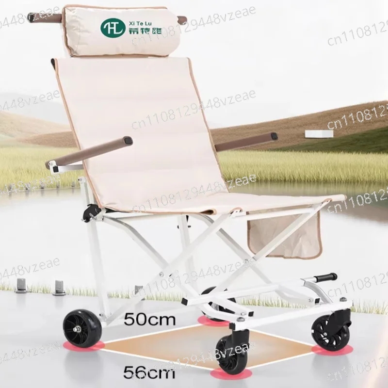 For Elderly Portable Lightweight Push Walker Cart Carrier Outdoor Use Folding Wheeled Mobility Aid Chair Travel Stroller Trolley