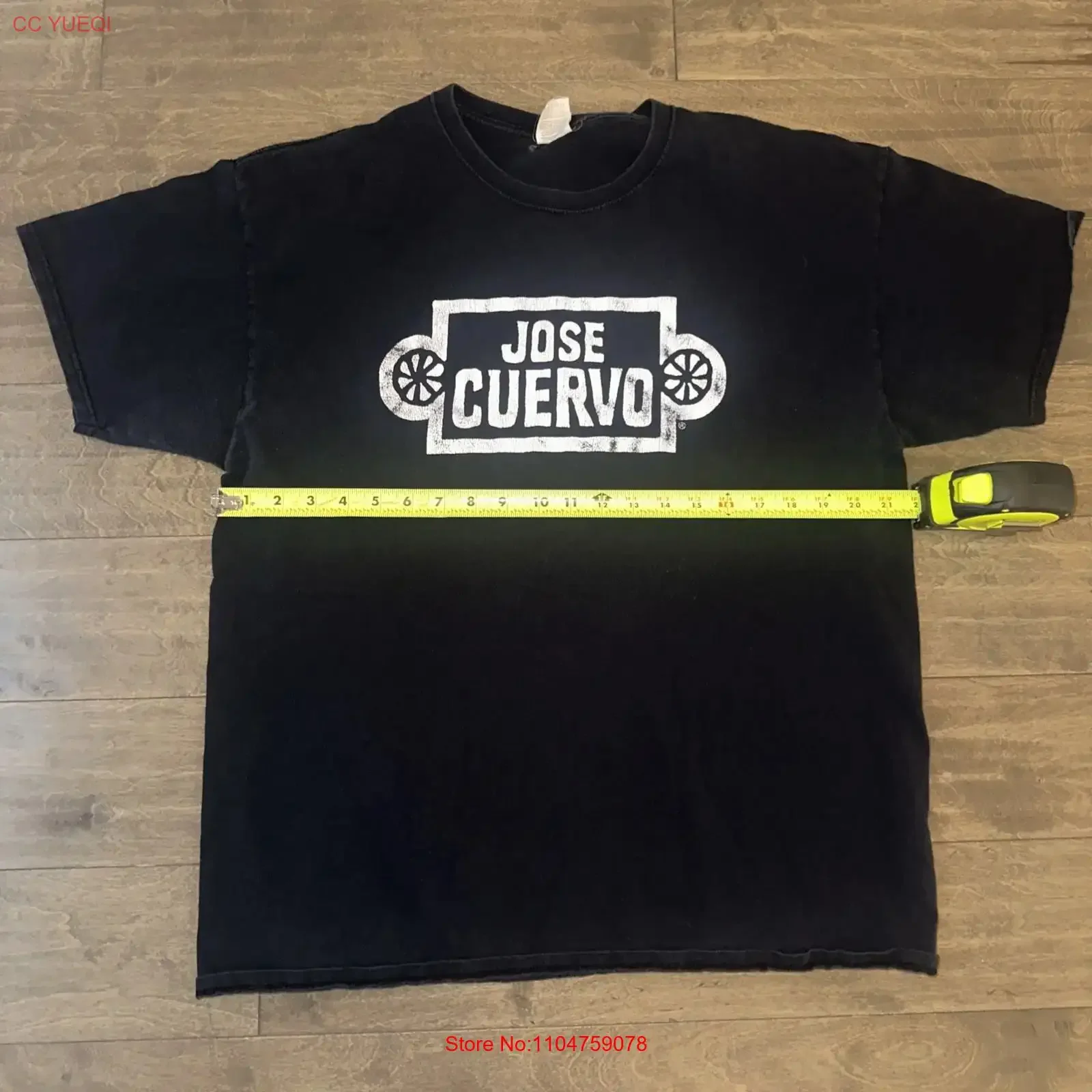 Camiseta JOSE CUERVO para Hombre, Talla Extra Grande XL, Negra, Manga Corta, Cuello Redondo Vintage, Lavada, Transpirable y Elástica