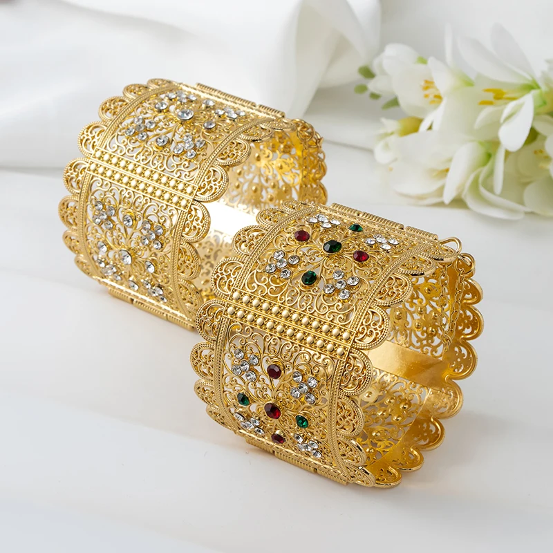 

Algerian Style Bride Jewelry Women Head Bangle Cuff Coin Bracelets Bohemia Ethnic Crystal Brooch Moon Shape Pendant Earrings