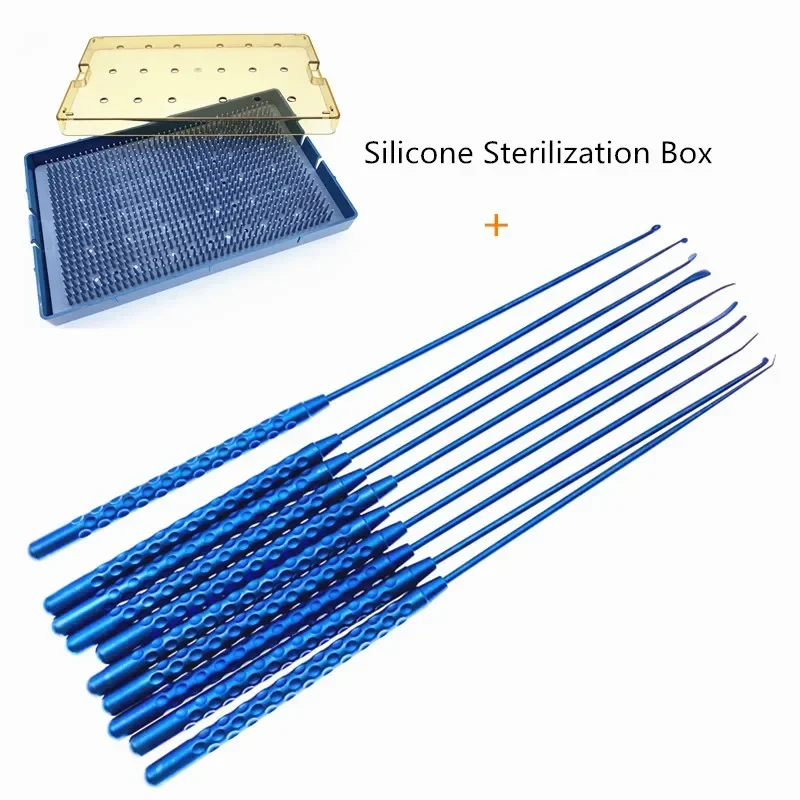 19pcs/Set Titanium Micro Neurosurgical Instruments 21cm Nerve Hook, Vessel Hook, Micro Spatula Dissectors & Teardrop Curette