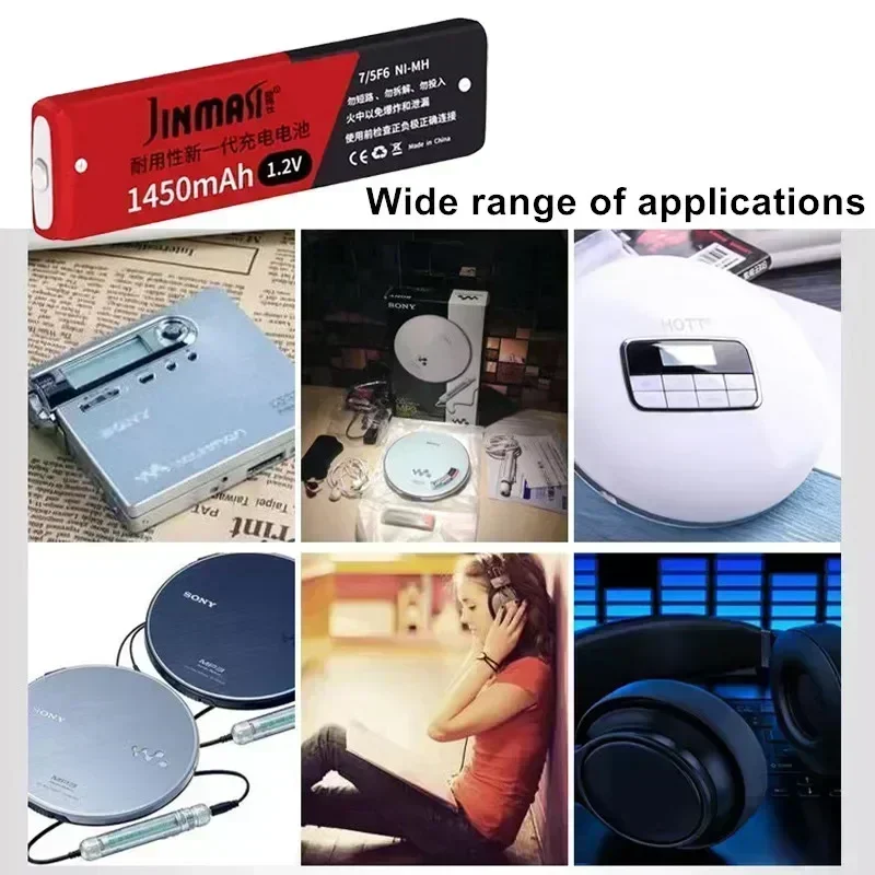 New 1.2V 7/5F6 67F6 1450mAh Ni-mh Battery 7/5 F6 Cell Fast Charging for Panasonic Sony Walkman MD CD Cassette Player Batteries