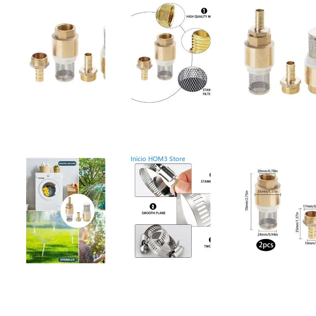 A5YD 1/2inch Filter Brass Foot Valves Check Valves with Hose Connection for Suction Hose, Handle Pump, Pool Easy to Use