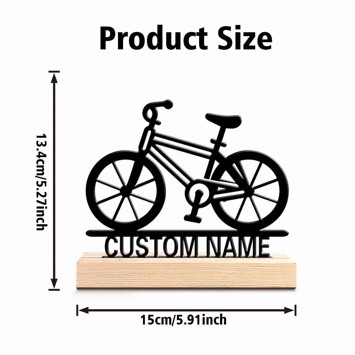1pc Fashion BIKE Personalized Letter Metal Statue Metal Ornament Art Figurine With Wood Base Metal Statue For Girl Gifts - view 6