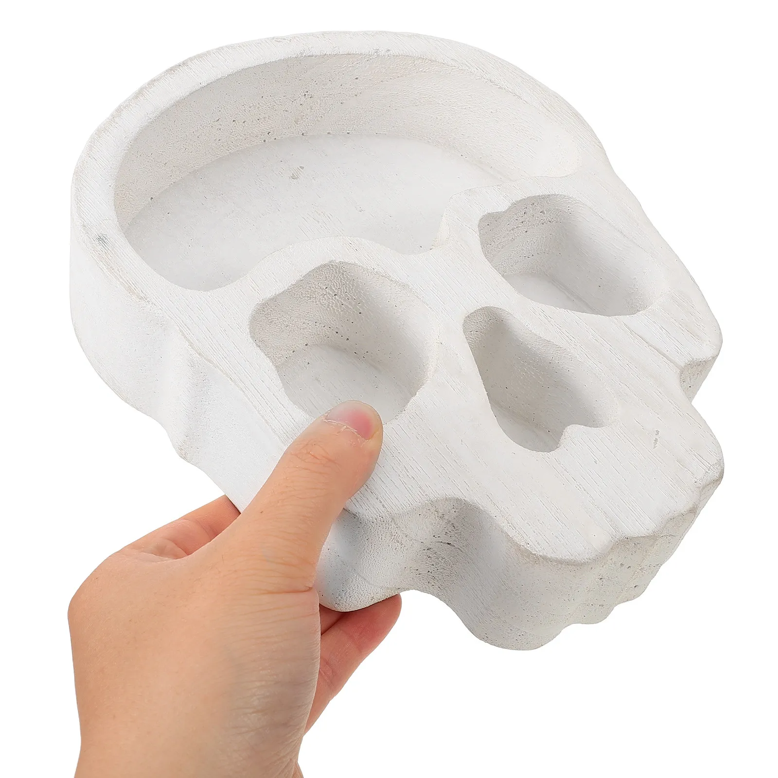 Skull Head Shaped Wood Bowl Medium Capacity Serving Platter Tray for Halloween Party Snack Fruit Cheese Nuts Dessert Display