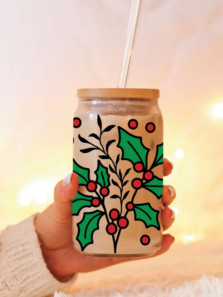 Christmas Element Uv Dtf Cup Wrap Iron On Transfer Stickers For Glass Cup 16oz Decoration D24727