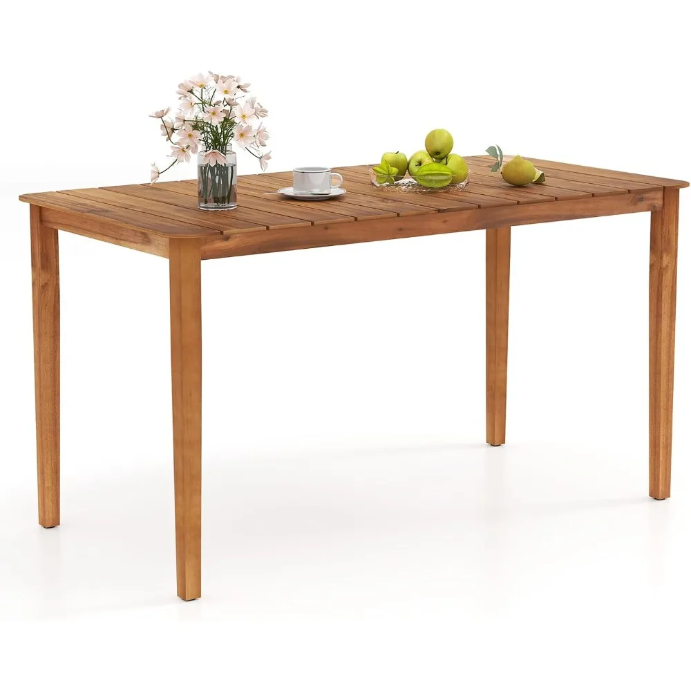 

Прямоугольный обеденный стол на открытом воздухе, большой стол для патио из дерева акации на 4-6 человек с решетчатой столешницей, фермерский стол в помещении и на открытом воздухе