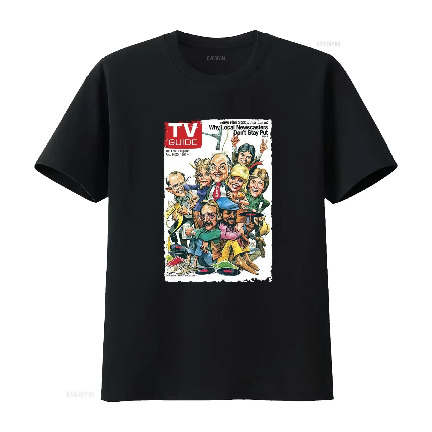 Wkrp In Cincinnati Tv Guide Cover T Shirt Retro News Team Design Perfect for Fans vintage Washed homme Top For Everyday Wear