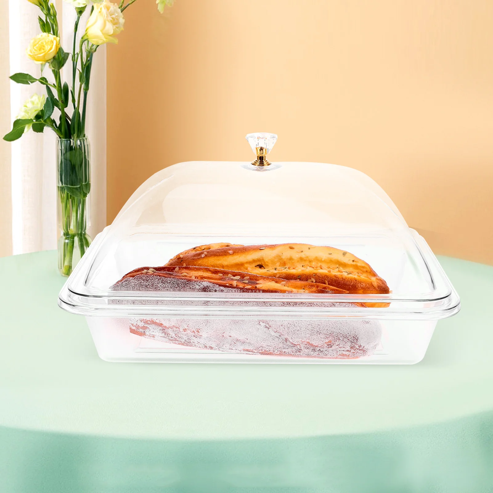 

Acrylic Tray Transparent Food Server with High Lid 27C Multi Function Dessert Plate for Home Restaurant Hotel Buffet Trays Easy