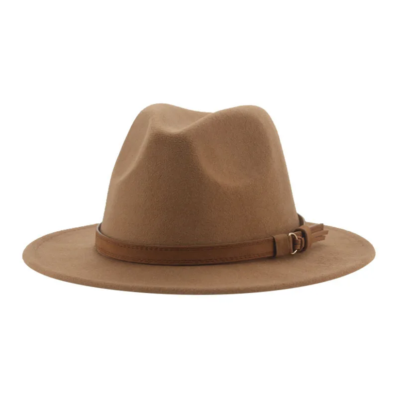 

Belt Fur Felt Hat Spring And Autumn Classic Big Flat Brim Top Hat Cross-border Tibetan Jazz Hat In Stock