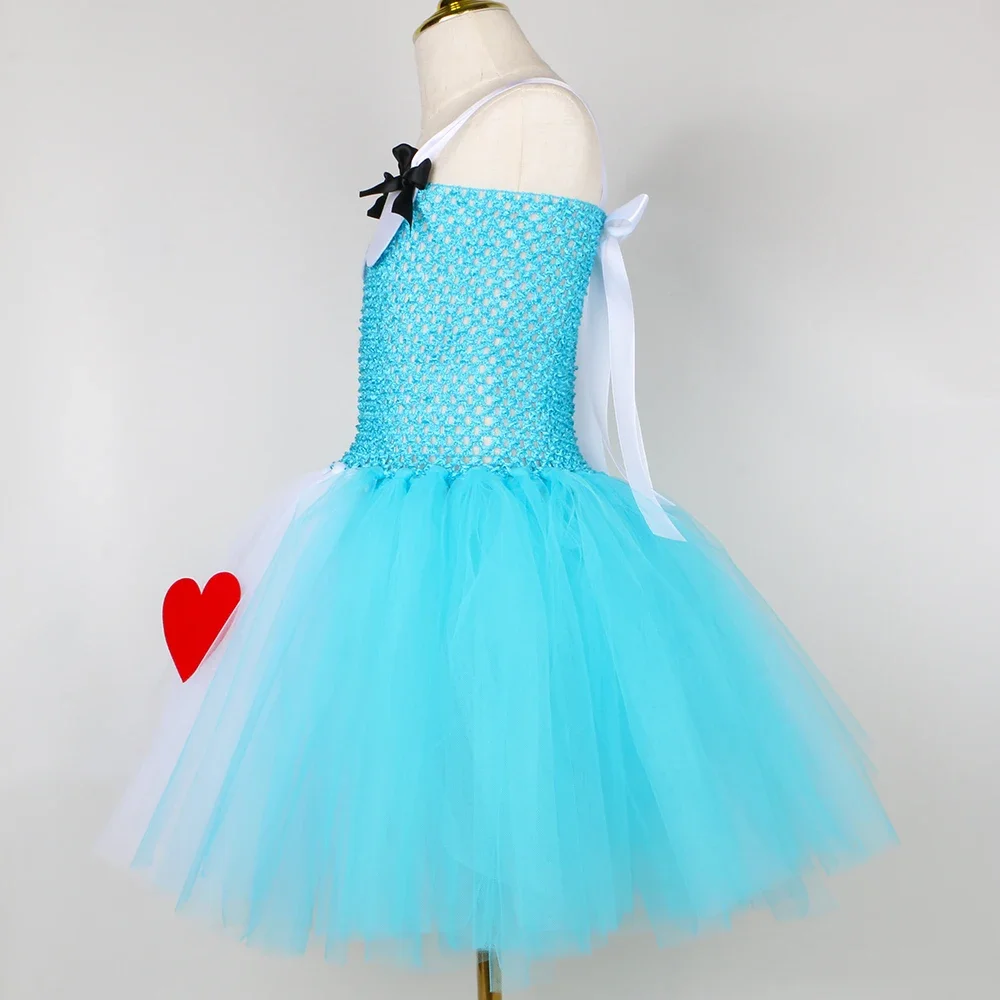 Alice Costume Girls Blue Wonderland Lolita Maid Tulle Tutu Princess Dress Kids Halloween Carnival Party Fancy Dress Up Clothes