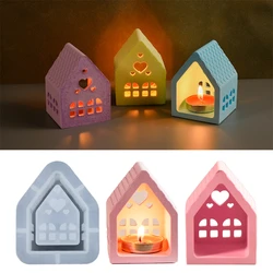 Love Heart Window House Concrete Silicone Molds Candle Holder Cement Gypsum Plaster Mould Small Home Craft Decoration Resin Mold