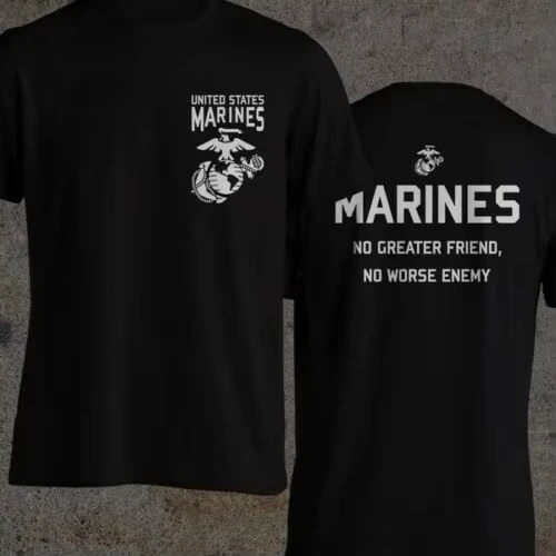 Camiseta de hombre con cita del Cuerpo de Marines del Ejército de EE. UU. (USMC) de verano 2026: No hay amigo más grande, no hay enemigo más malo. Nueva moda elegante para hombre.