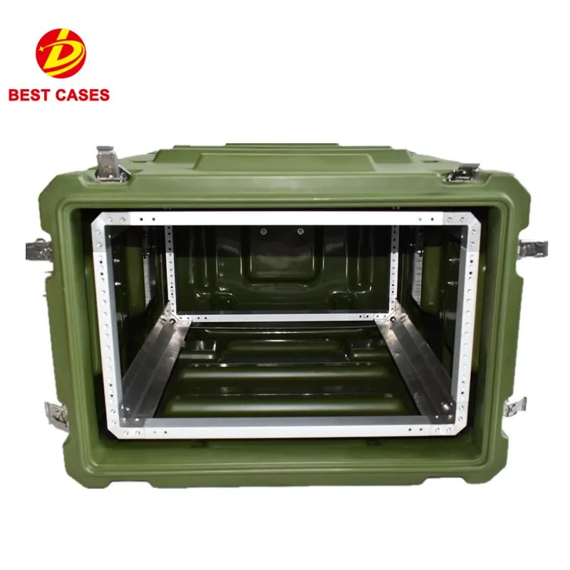 19 Inch 8U Equipment Transport Shock Mount Rotomolded Waterproof IP65 Plastic 8U Shock Rack Case