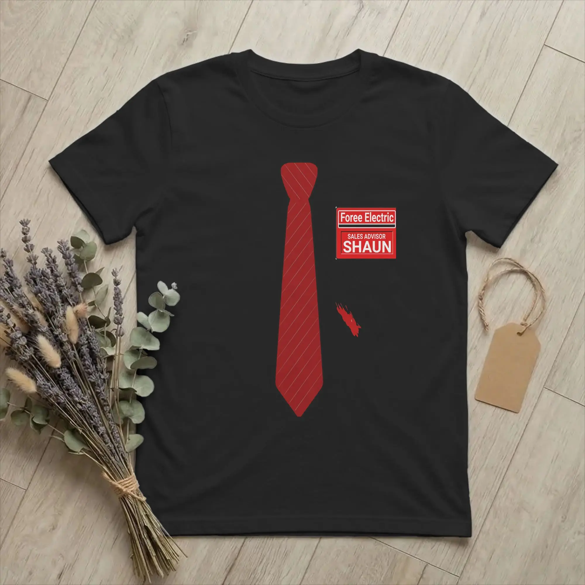 Shauns Zombie Dead Tie Badge Custom T Shirt Men's Cotton Awesome T-Shirts O Neck Funny Tee Shirt Short Sleeve Clothing Classic