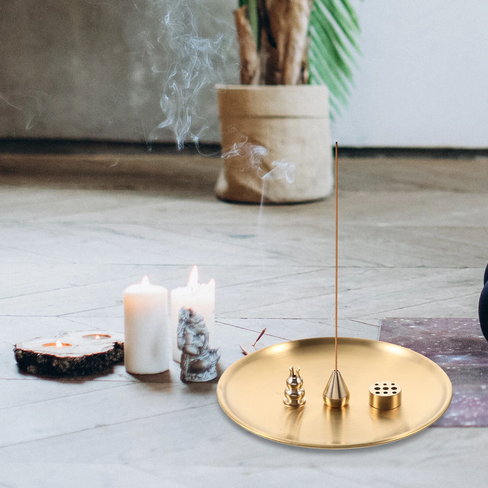 

Mini 9 Brass Incense Holder Portable Home Incense Stick Furnace Lightweight Desk nament Home Decor Censer Tray Burner