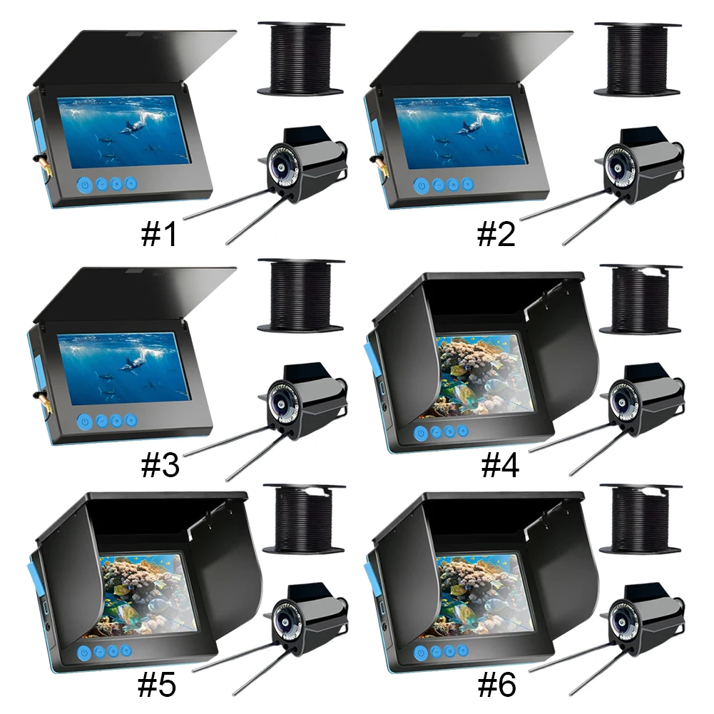 كاميرا صيد الجليد عالية الدقة 4.3/5 بوصة مقاومة للماء لصيد الأسماك على الجليد مع 220 °   رؤية واسعة لصيد الأسماك على الجليد على شكل قارب البحيرة