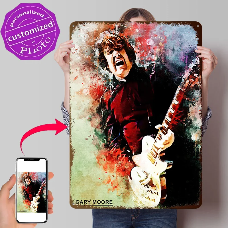 Gary Moore Poster Retro 3D Printed Metal Signs Customized Wall Hanging Gift for Interior Decoration Living Room Ornaments House
