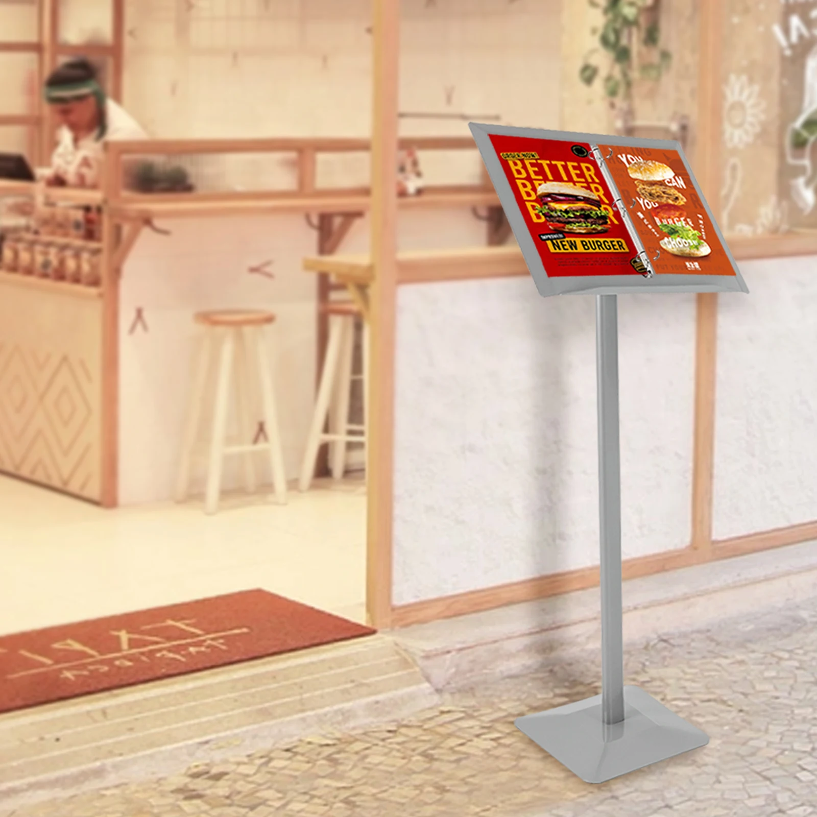 Freestanding Menu Stand, Ring Binder Stand,Pedestal Advertising Brochure Display, Shopping Guide Stand for Placing Menus