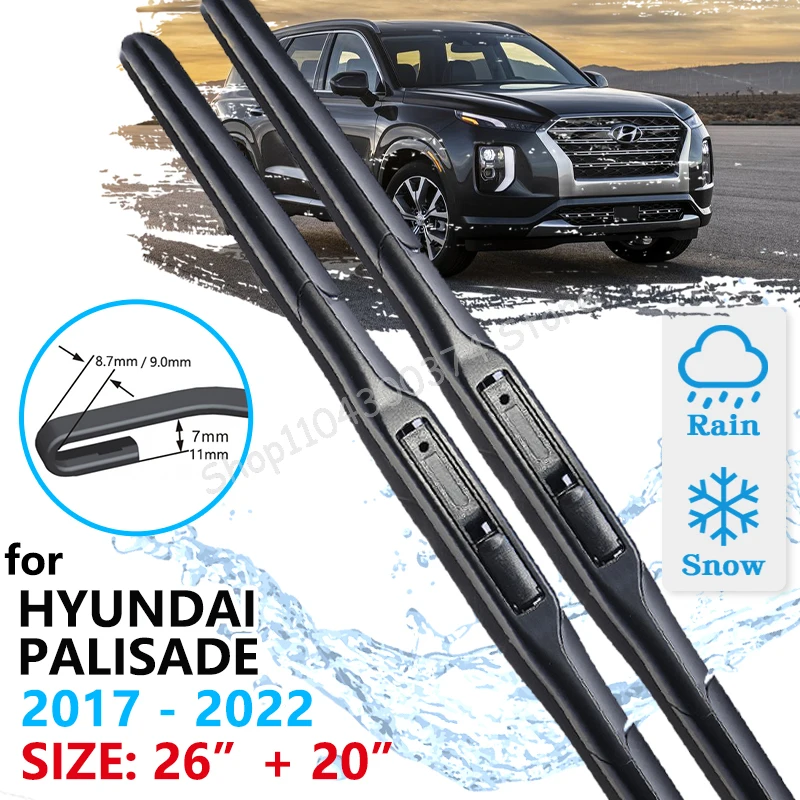 Car Front Wiper Blade For Hyundai Palisade LX2 2017~2020 2021 2022 Windscreen Windshield Windows Accessories Brushes Washer 2pcs