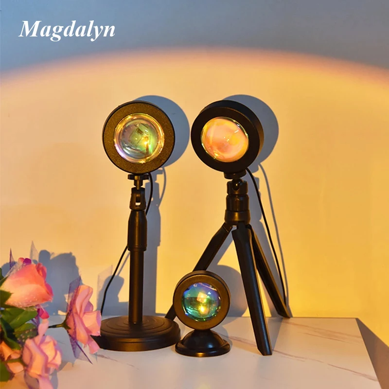 Magdalyn Sunset Atmosphere Projector Lamps Bedroom Decoration Rainbow Desk Lighting Photography Gifts USB Led Dawn Night Lights