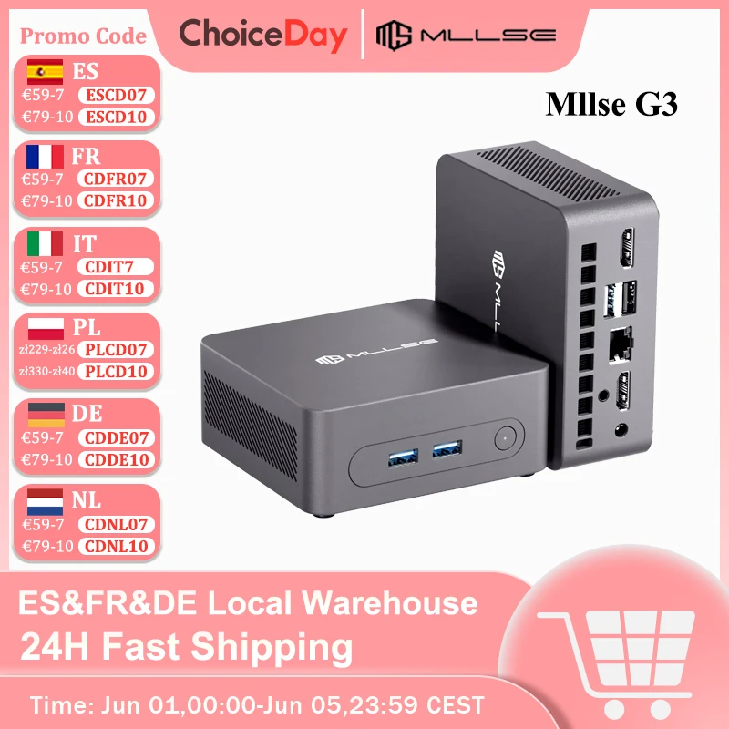 Mllse g3 mini pc intel 12. alder see n100 ddr4 8gb ram 256gb rom wifi 5 bt 4,2 windows 11 pro