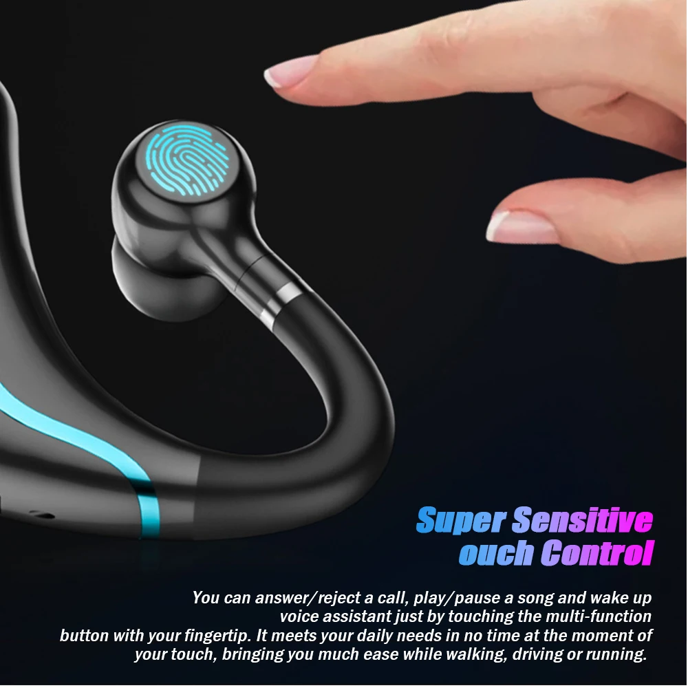 M70 سماعة لاسلكية تعمل بالبلوتوث 5.0 سماعة الأذن هوك ستيريو الصوت الموسيقى سماعة مقاوم للماء واحدة الأذن في الأذن اللاسلكية الأعمال سماعة