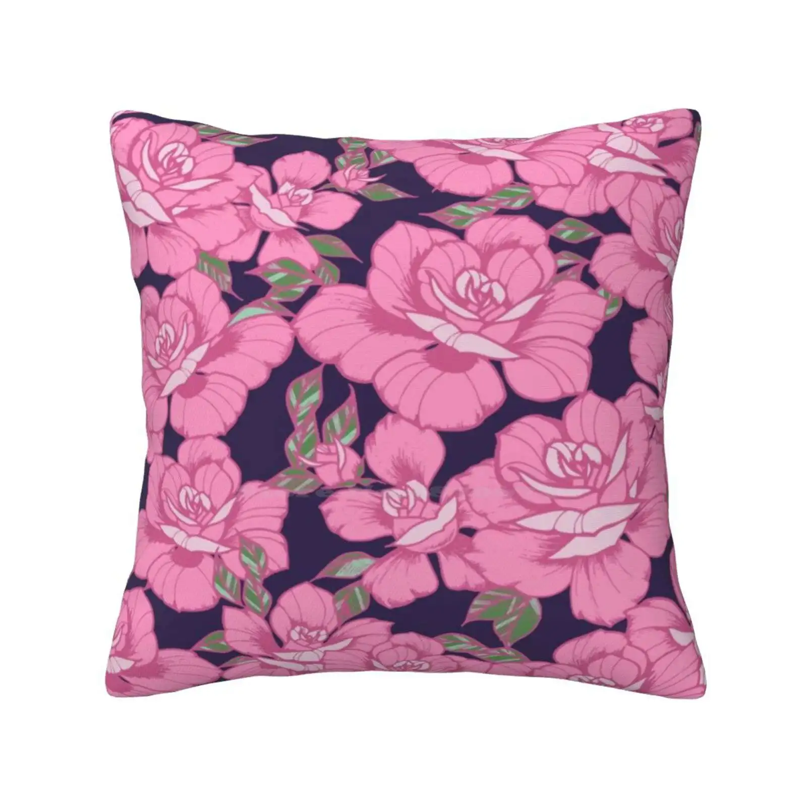 Pink Roses Pillows Case Bedroom Home Decoration Roses Tattoo Holly Astral Vector Pink Retro Floral Vintage Flowers