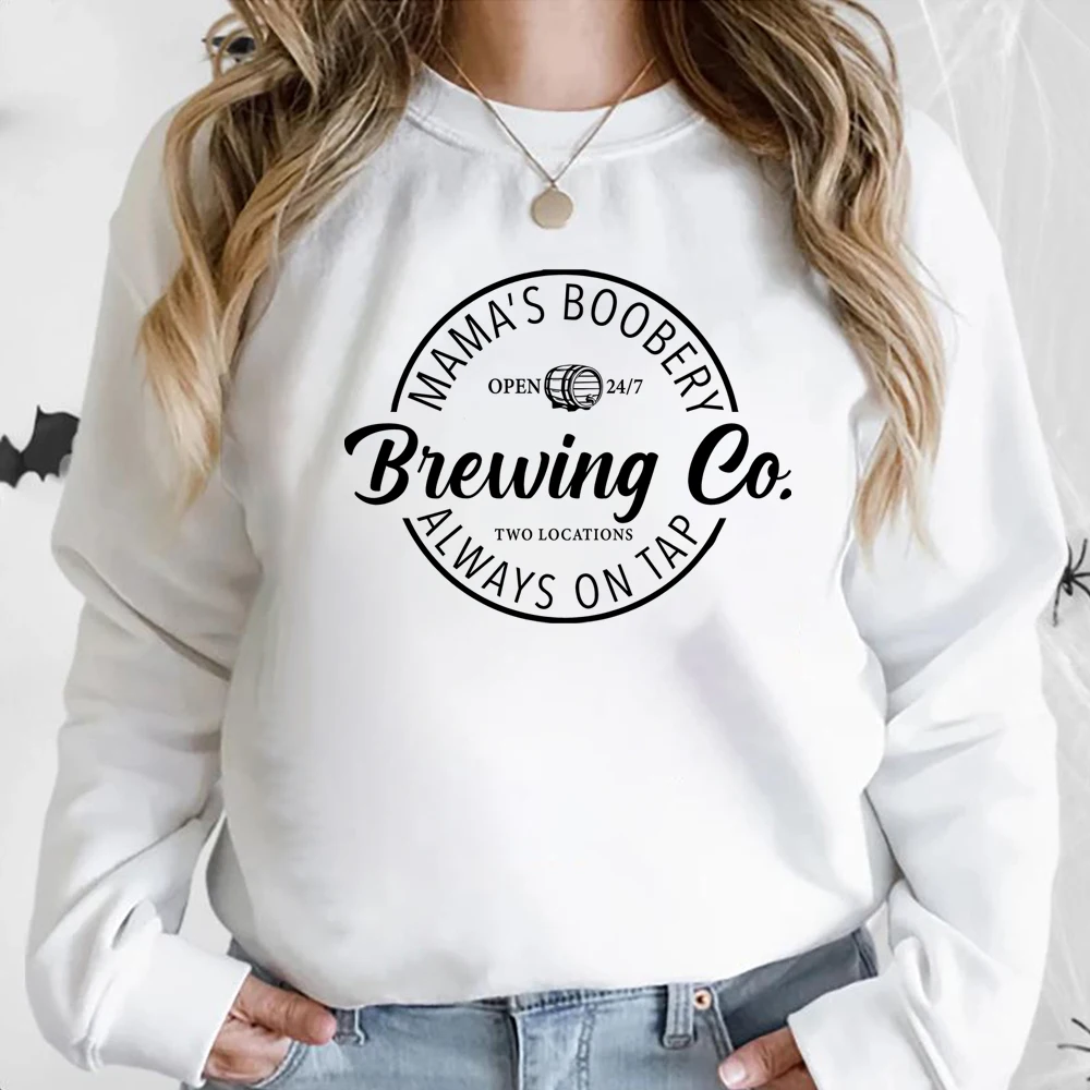 Brewing Co Sweatshirts Funny Breast Feeding Crewneck Sweater Mama's Boobery Pullover New Mom Tee Mother's Day Sweatshirt Hoodie