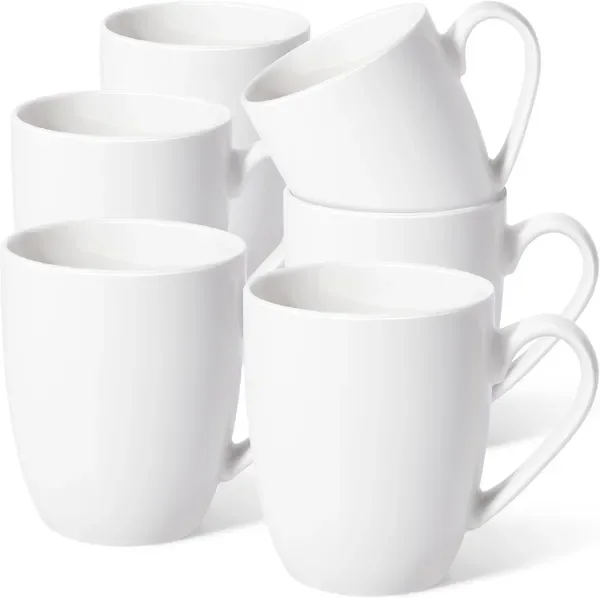 

16 oz Large Coffee Mugs Set of 6 Ceramic Coffee Mug White Coffee Cups Tea Cups Idea Gift for Women