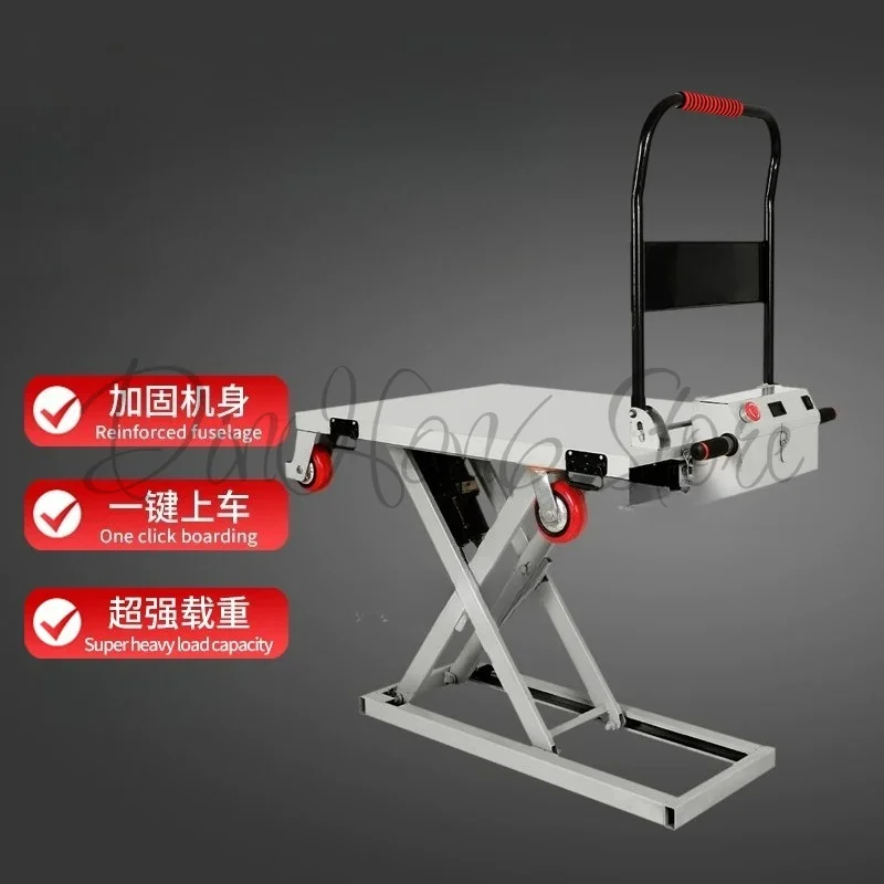 Mobile stainless steel electric truck lifting small trolley flat cart trolley fork