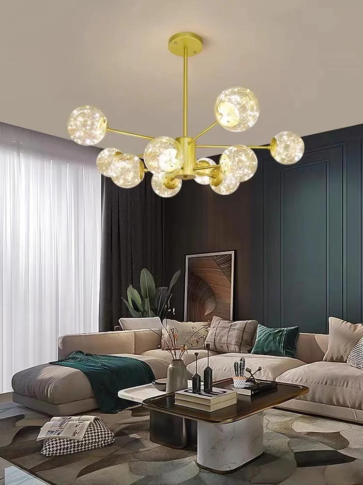 Gypsophila magic bean chandelier glass ball LED living room lamp modern minimalist dining room bedroom room molecular lamps