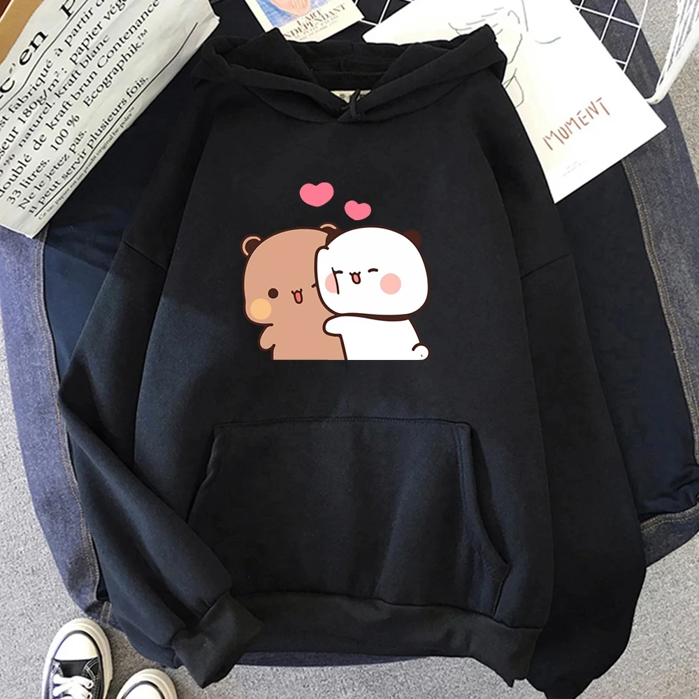 Sweatshirt Kawaii Harajuku Round Neck Harajuku Unisex Printed Clothes Tops Cartoon Panda Bubu And Dudu Women Plus Size Hoodie