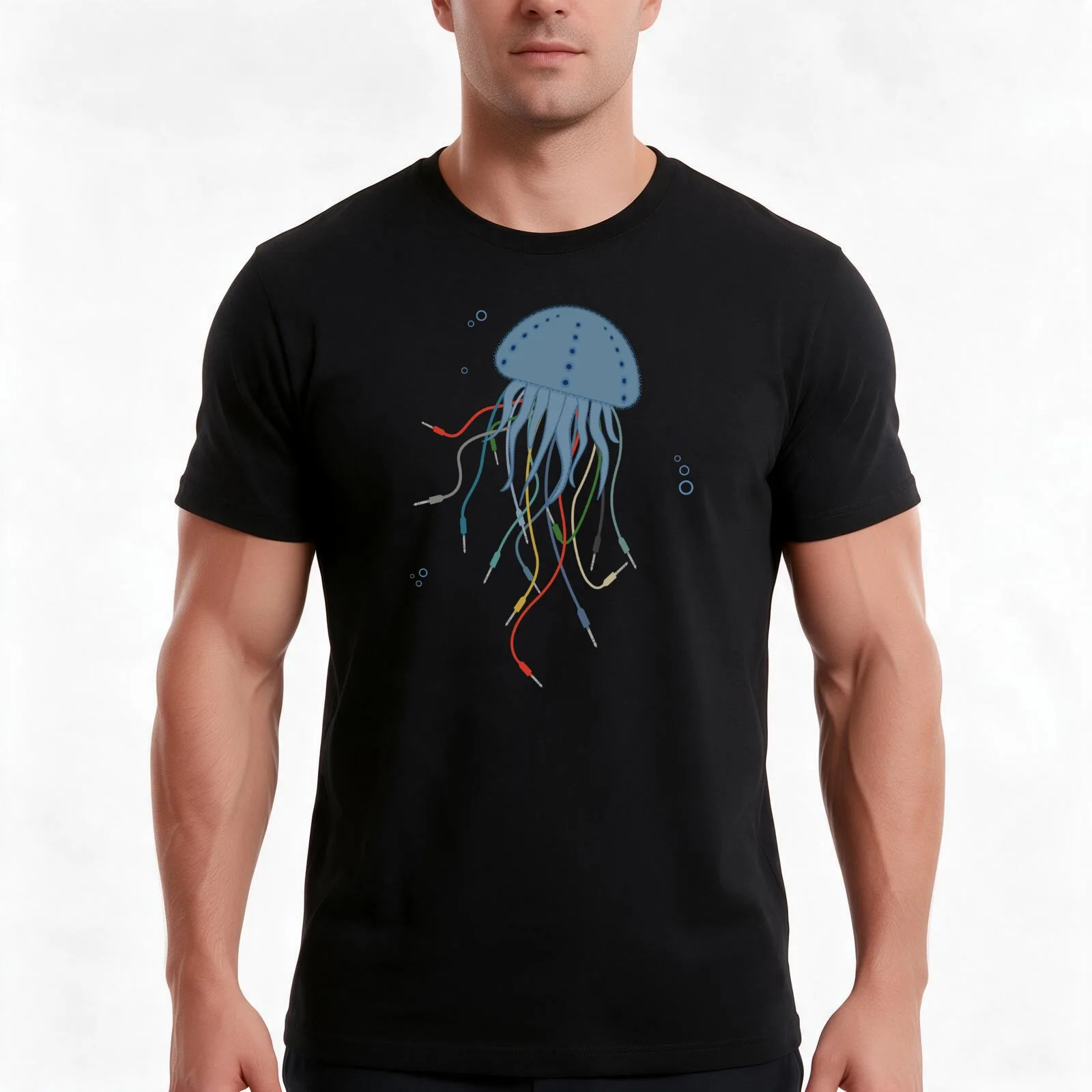 Modular Jellyfish Synthesizer for Musician T-Shirt, Summer Casual Cotton Tee, Oversized Streetwear Tops, Vintage Graphic Print