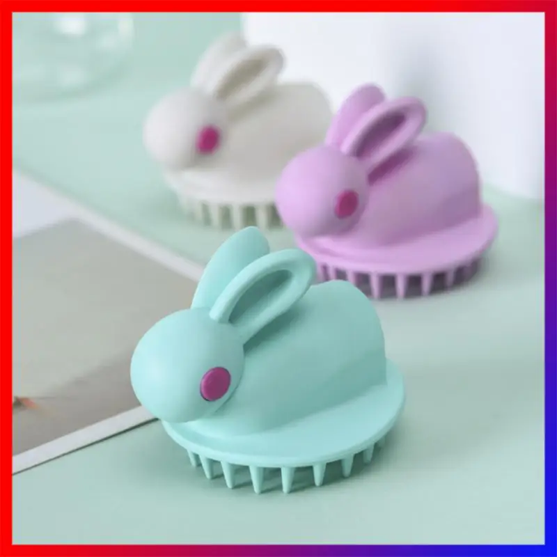 Soft Silicone Bunny Shape Portable Head Massage Self-care Children's Silicone Hair Brush Soft Silicone Scalp Massager Durable