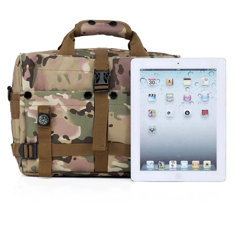 Camouflage Computer Hiking Camping Backpack Fan Handbag Tactical Shoulder Bag Camera Photography Laptop Travel Bag with Compass