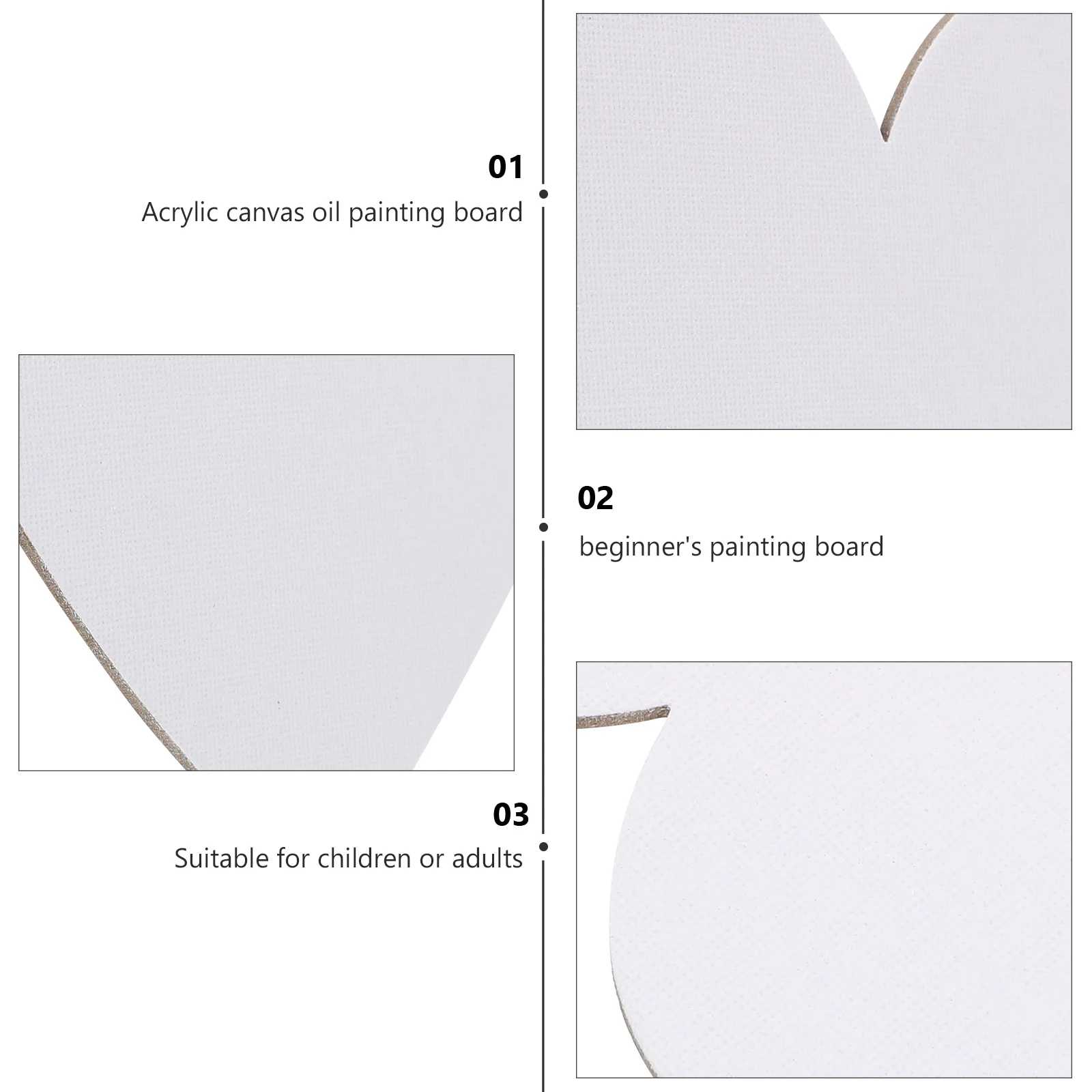 Placas de pintura em tela em formato de coração, 8 peças, moldura de madeira premium, bordas redondas, bloco de desenho em branco para estudantes de arte, iniciantes, óleo acrílico