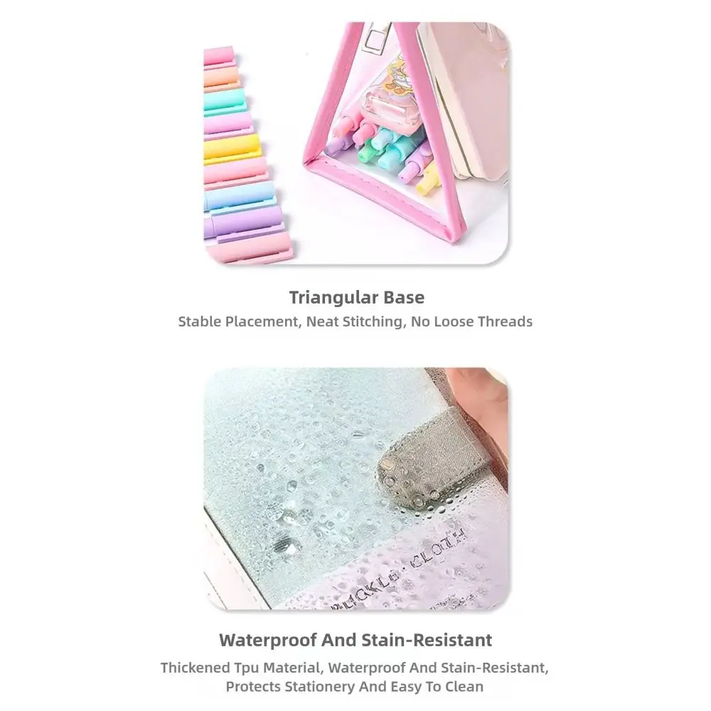 

Simple PVC Pen Bag Waterproof Zipper Design Pencil Case Large Capacity Transparent Stationery Organizer Gift